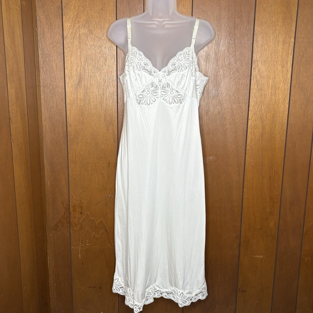 Vintage 90s Shadowline Slip Dress Women 34 MS White Coquette Romantic Y2K‎ Fairy
